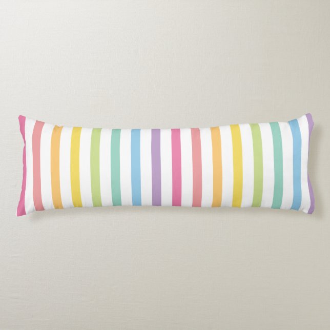 Pastel Color Rainbow Stripes Pattern Body Pillow (Front)