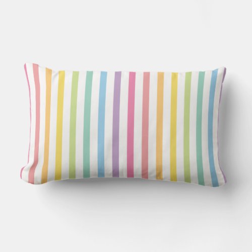 Pastel Color Rainbow Stripes Pattern Lumbar Pillow