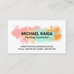 Pastel Color Splatters Home Remodeling Business Card