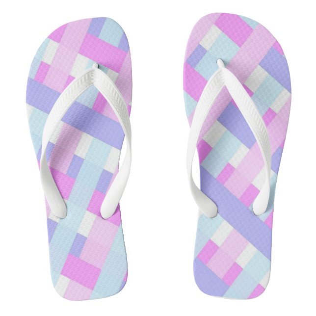 Pastel Color Spring & Summer Abstract Stripes Flip Flops (Footbed)