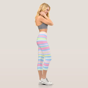 Pastel Color Stripes Capri Leggings