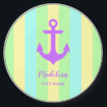 Pastel Color Stripes Nautical Anchor Custom Name  Wireless Charger<br><div class="desc">The Super cute wireless charger is a fashionable and modern device that combines style with functionality. It features a combination of teal, green and yellow colors with an anchor design in the center. The stripes add to its overall aesthetic appeal, making it look like something out of the future. Perfect...</div>