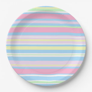 Pastel Color Stripes Paper Plates