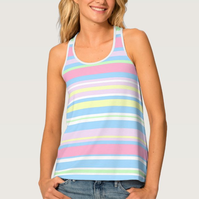 Pastel Color Stripes Tank Top (Front)