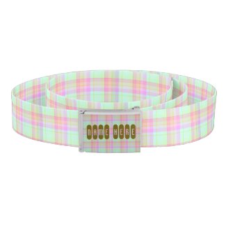 Pastel color tartan, chequered plaid pink green belt