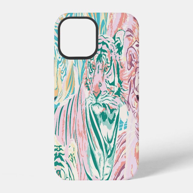 Pastel Color Tiger Art Pattern Iphone Case (Back)