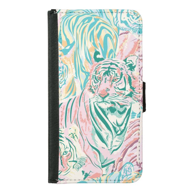 Pastel Color Tiger Art Pattern Samsung Galaxy Wallet Case (Front)