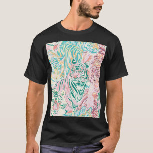Pastel Color Tiger Art Pattern T-Shirt