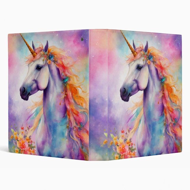 Pastel Color Unicorn 3 Ring Binder (Background)