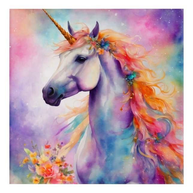 Pastel Color Unicorn Acrylic Print (Front)