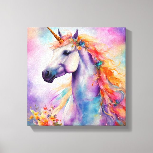 Pastel Color Unicorn Canvas Print (Front)