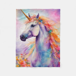 Pastel Color Unicorn Fleece Blanket