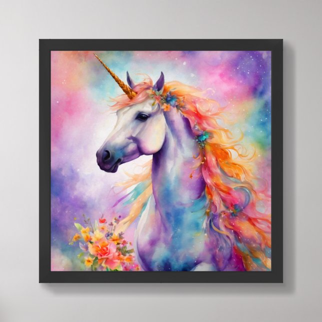 Pastel Color Unicorn Framed Art (Framed Front)