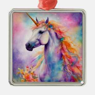 Pastel Color Unicorn Metal Ornament