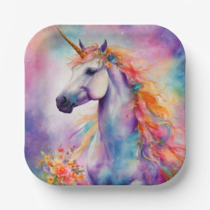 Pastel Color Unicorn Paper Plates