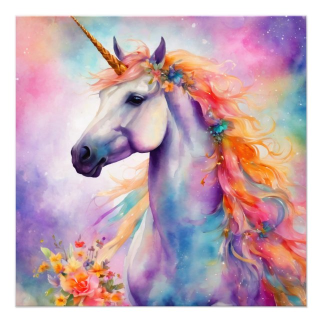 Pastel Color Unicorn Photo Print (Front)