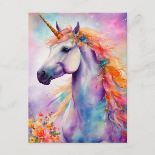 Pastel Color Unicorn Postcard