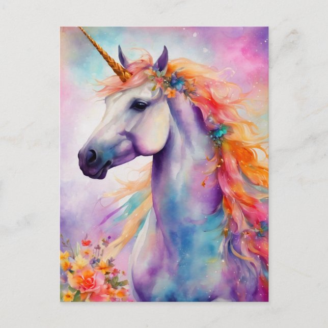 Pastel Color Unicorn Postcard (Front)