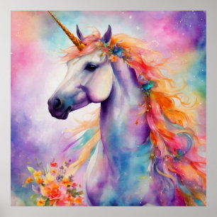 Pastel Color Unicorn Poster