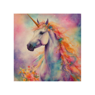 Pastel Color Unicorn Wood Wall Art