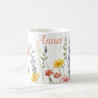 Pastel color wild flowers coffee mug