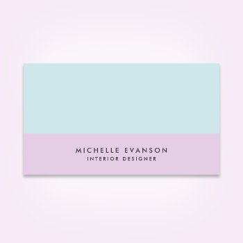 Pastel Colorblock Purple And Aqua Blue Minimalist Business Card by whimsydesigns at Zazzle
