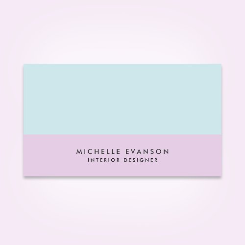 Pastel Colorblock Purple and Aqua Blue Minimalist Business Card