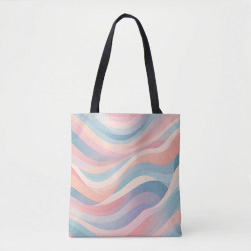 Pastel_colored abstract wavy pattern tote bag