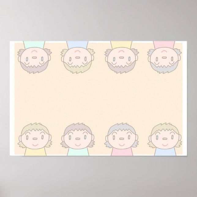 Pastel-colored art featuring children's smiles. poster (Front)