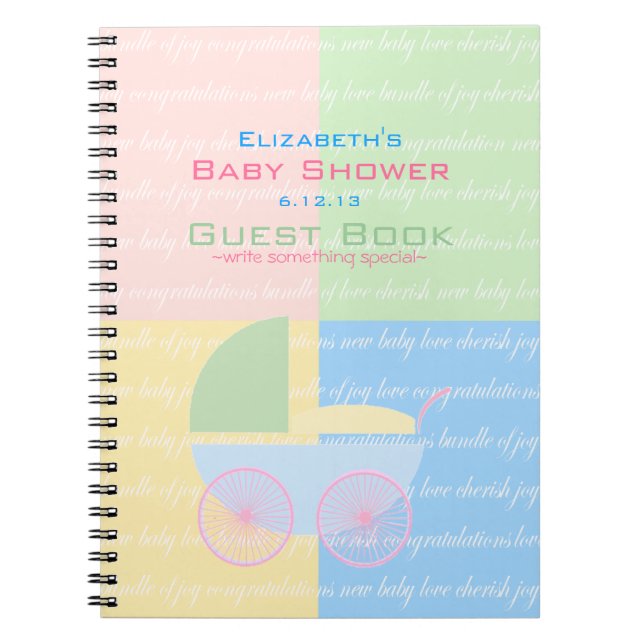 Pastel Colored Baby Shower Guest Book- Notebook (Front)