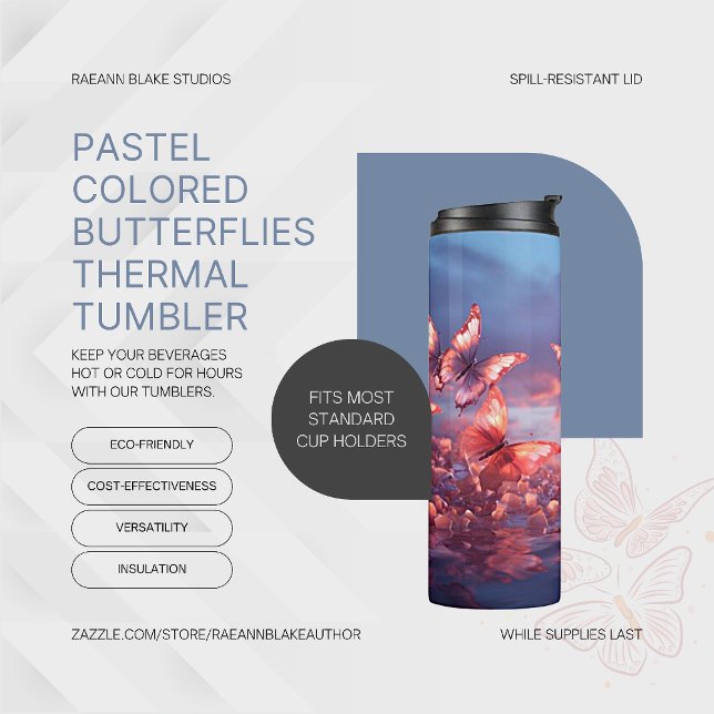Pastel Colored Butterflies Thermal Tumbler (Creator Uploaded)