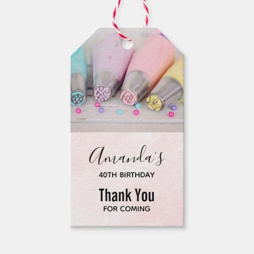 Pastel Colored Cake Decorating Tool Party Thanks Gift Tags