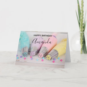 Pastel Colored Cake Decorating Tools Birthday Card