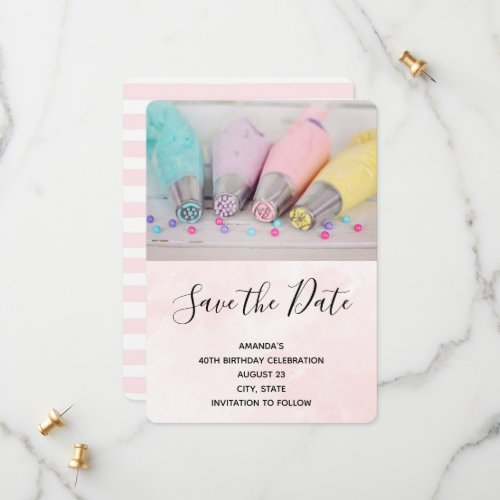 Pastel Colored Cake Decorating Tools Birthday Save The Date