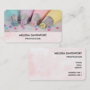 Pastel Colored Cake Decorating Tools Business Card