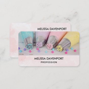 Pastel Colored Cake Decorating Tools Business Card by Mirribug at Zazzle