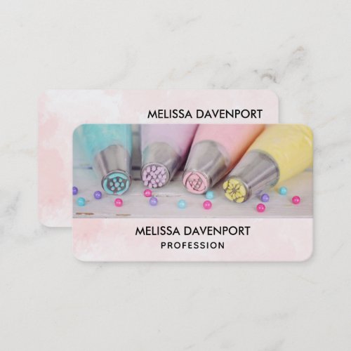 Pastel Colored Cake Decorating Tools Business Card