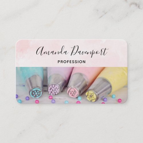 Pastel Colored Cake Decorating Tools Business Card