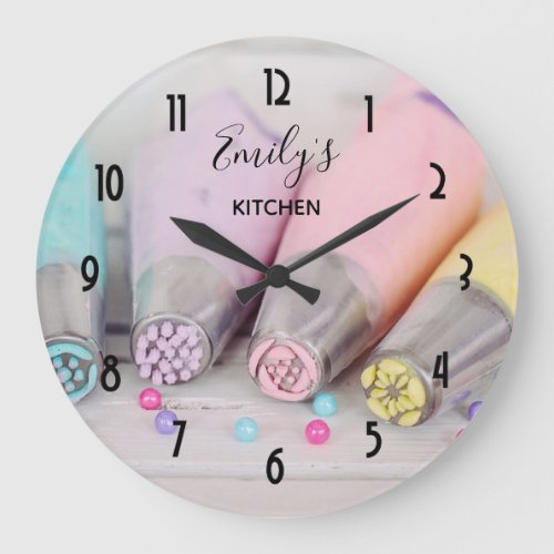 Pastel Colored Cake Decorating Tools Kitchen Large Clock