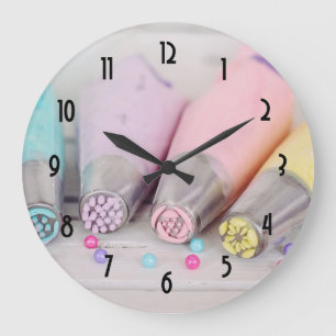 Pastel Colored Cake Decorating Tools Large Clock