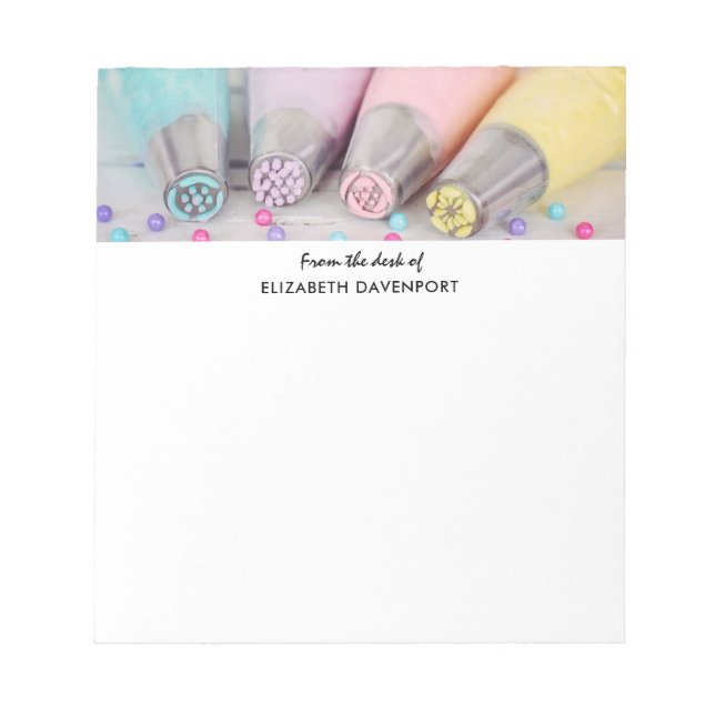 Pastel Colored Cake Decorating Tools Notepad (Front)
