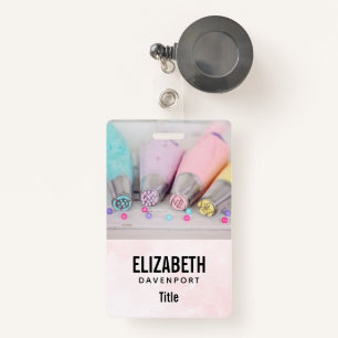 Pastel Colored Cake Decorating Tools Photograph Badge