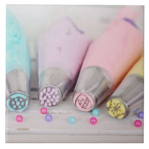 Pastel Colored Cake Decorating Tools Photograph Ceramic Tile