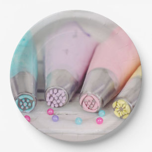 Pastel Colored Cake Decorating Tools Photograph Paper Plates