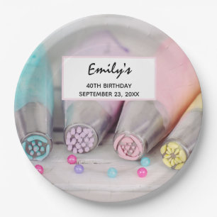 Pastel Colored Cake Decorating Tools Photograph Paper Plates