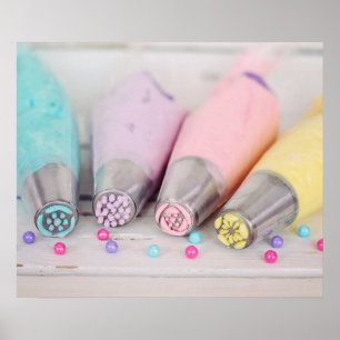 Pastel Colored Cake Decorating Tools Photograph Poster
