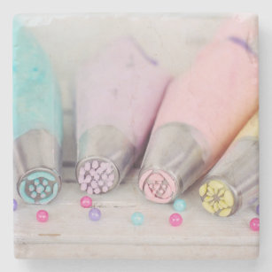 Pastel Colored Cake Decorating Tools Photograph Stone Coaster