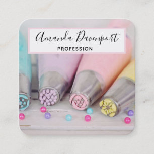 Pastel Colored Cake Decorating Tools Square Business Card