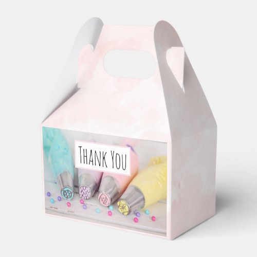 Pastel Colored Cake Decorating Tools Thank You Favor Boxes