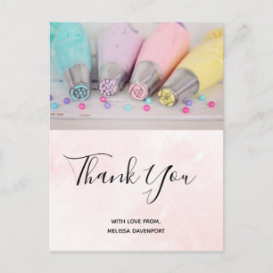 Pastel Colored Cake Decorating Tools Thank You Postcard